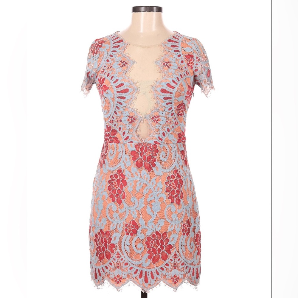 Floral Lace Peekaboo Mini Dress